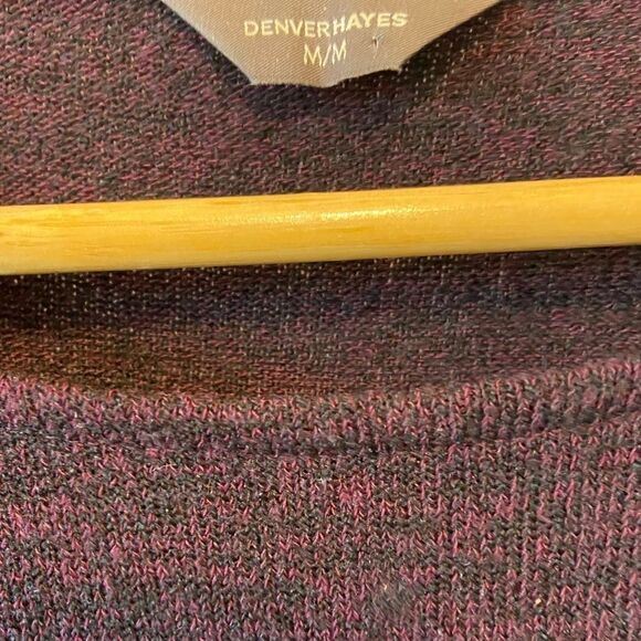 DENVER HAYES Deep Purple Knit Lace Top Sweater M - Picture 6 of 9
